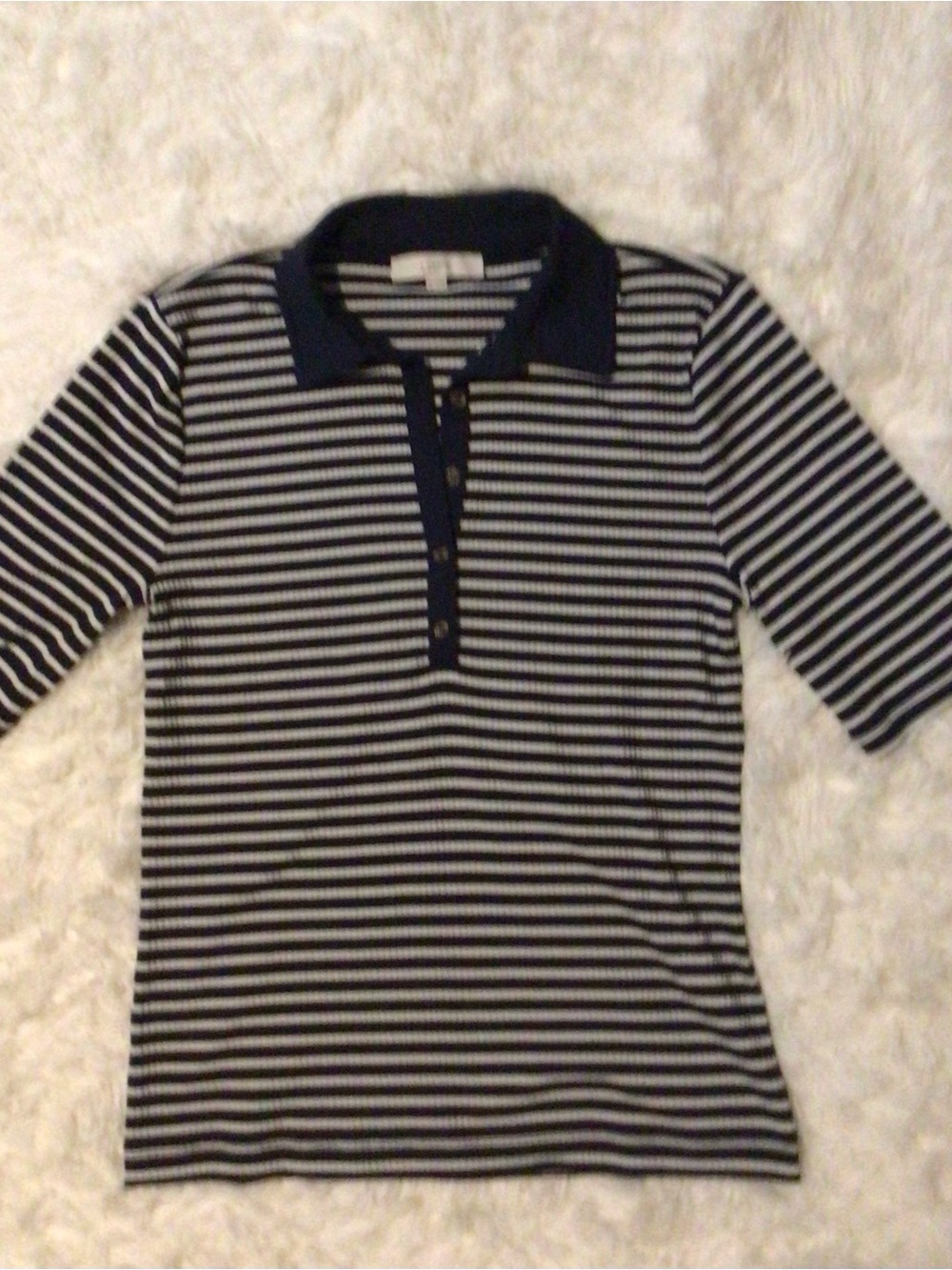 LOFT Navy & White Striped Polo Shirt - Kids